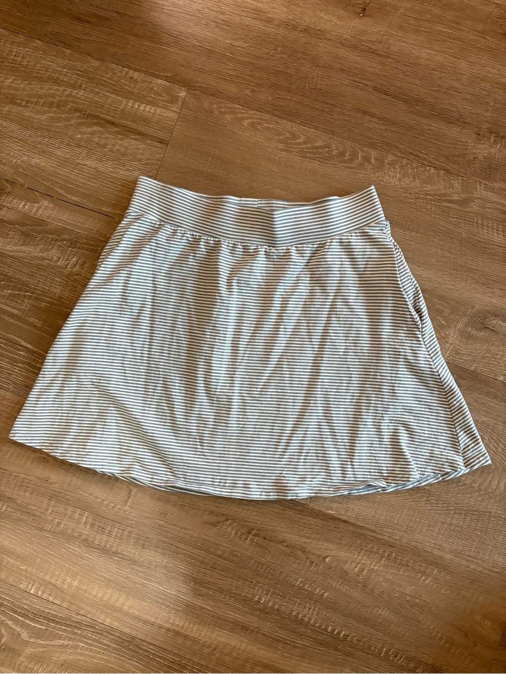 Pact Mini Skirt in White and Light Gray Stripes